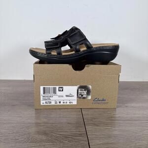 Brand New CLARKS Merliah2 Belle Slip-On Sandals Women's Size 11 Black